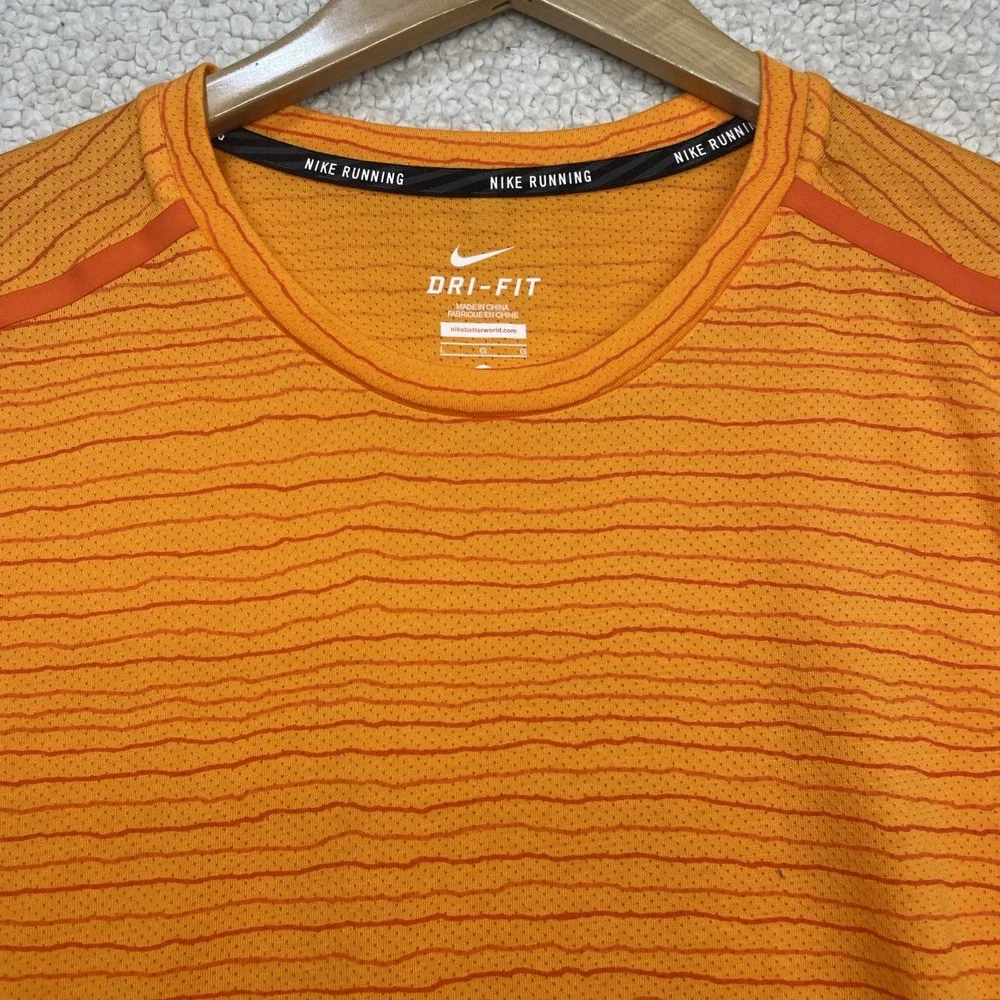 Nike Men's L Dri-fit Cool Tailwind Stripe‎ Running Shirt Orange NWT